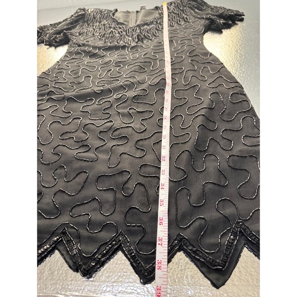 Vntg 1980s Lawrence Kazar New York Beaded Silk Black Hand-Beaded Evening Gown - Picture 8 of 8